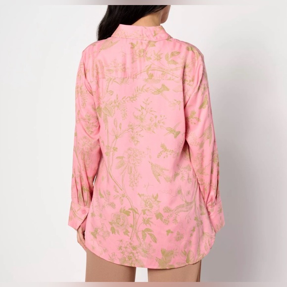 NWT BEAUTIFUL Lawrence Zarian Tunic Top XL Hummingbird Butterfly Pink Green QVC - Picture 3 of 15